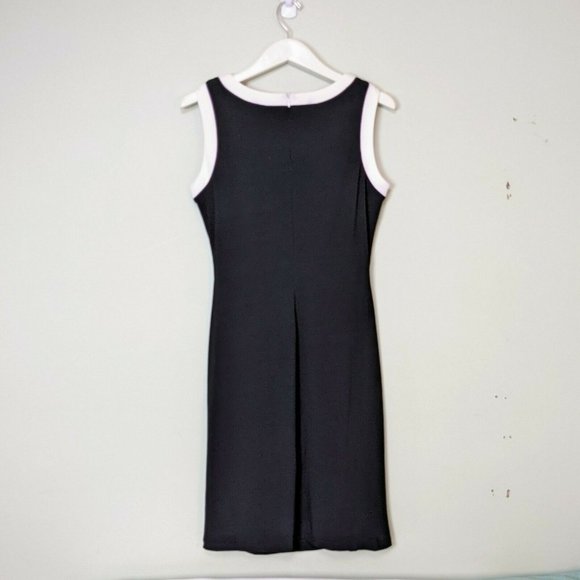 Chaps Pencil Dress Sleeveless Black And White With Accent Career Women Size Med - Picture 7 of 8